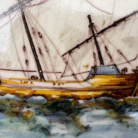 Portuguese Tile Ship Nau do Indusiao Handpainted Battistini de Maria de Portugal - Picture 7 of 12